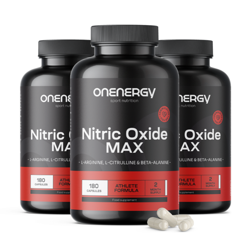 3x Nitric Oxide Max – un complexe à base d’arginine, de citrulline et de bêta-alanine, ensemble 540 gélules