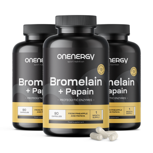 3x Bromélaïne + Papaïne, ensemble 270 gélules