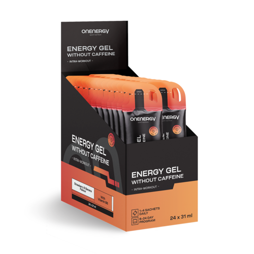 Gel énergétique sans caféine – fraise et banane, 24 x 31 ml