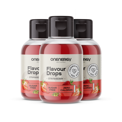 3x Gouttes Flavour Drops avec édulcorant – fraise, ensemble 150 ml